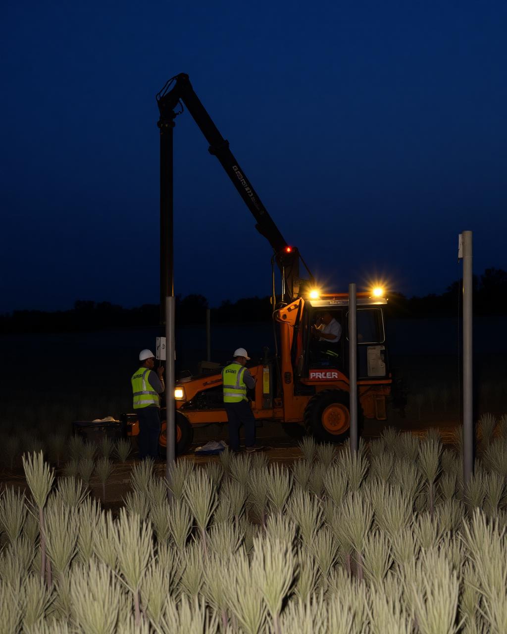COH crew driving mounting posts at a solar park site